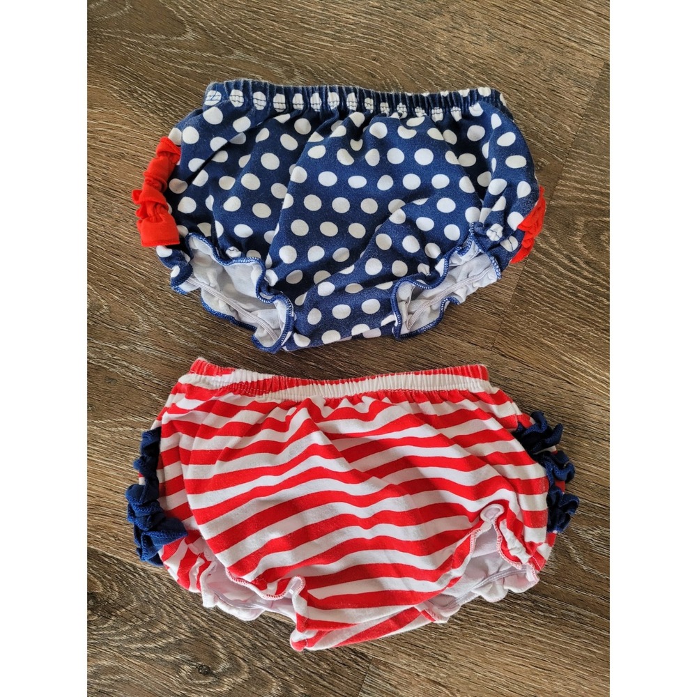 Ruffle Butts Patriotic Diaper Covers 0-6m Red White Polka Dot Stripe Ruffle #6